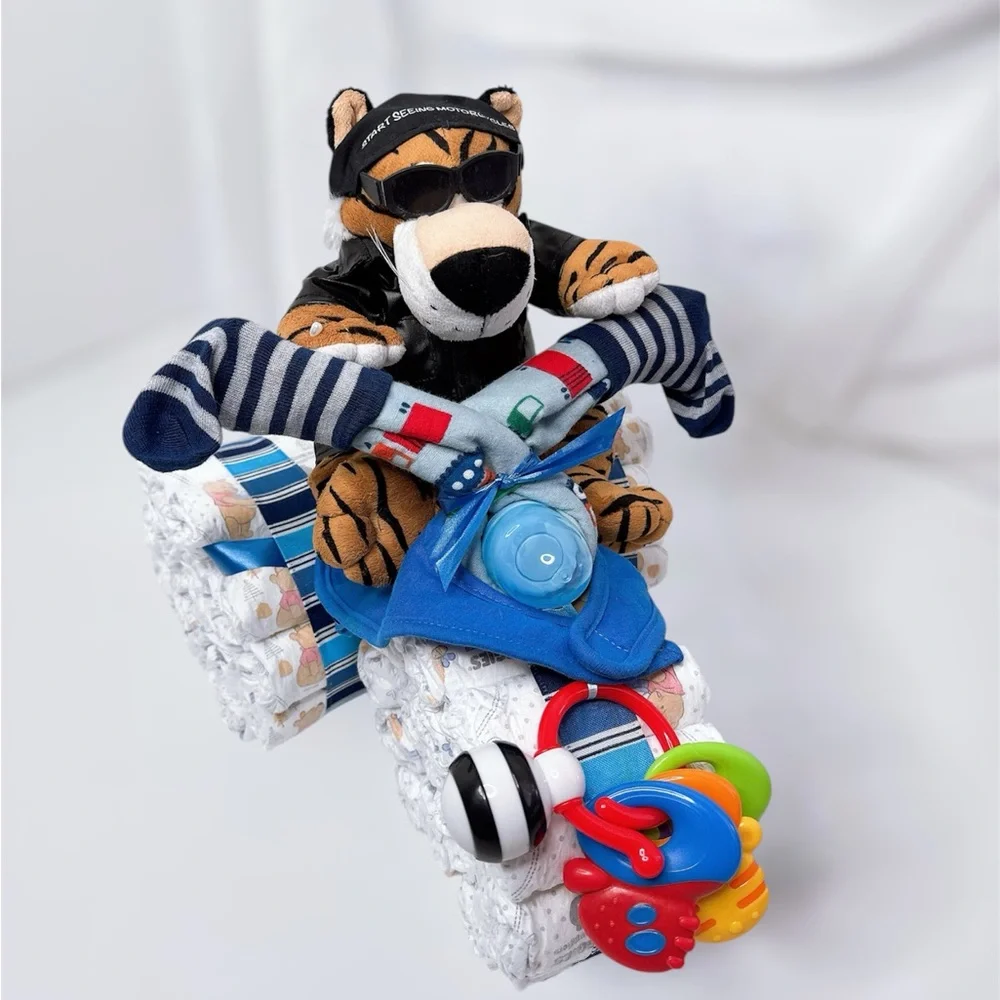 Motorcycle Diaper Cake, Boy Baby Shower Gift